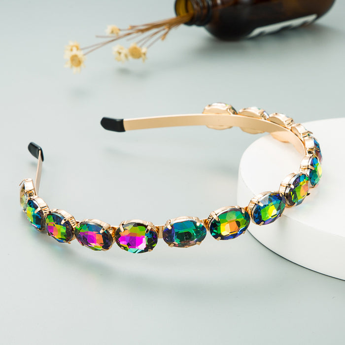 Jewelry WholesaleWholesale Alloy Single Row Oval Glass Drill Headband JDC-HD-Heim004 Headband 和鸣 %variant_option1% %variant_option2% %variant_option3%  Factory Price JoyasDeChina Joyas De China