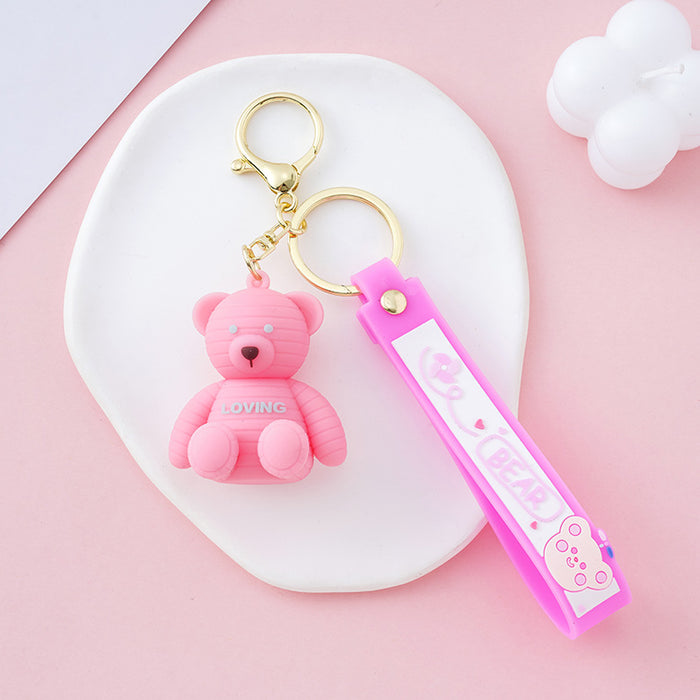 Wholesale Keychains For Backpacks PVC Bear Keychain Love Bear Cute Girl Heart MOQ≥2 JDC-KC-YY030