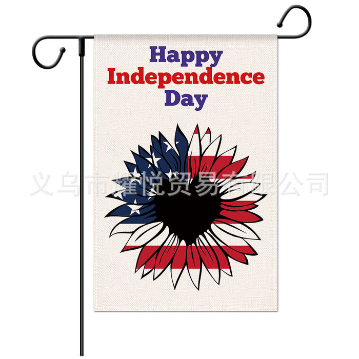 Wholesale 4th of July Independence Day Linen Garden Flag Double Sided Printing Banner MOQ≥2 JDC-DC-YaoYue003