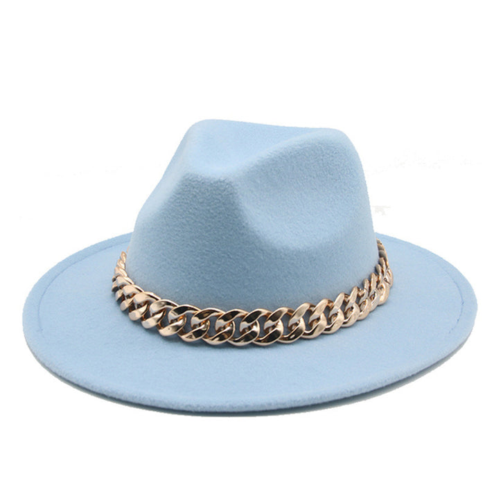 Jewelry WholesaleWholesale Gold Necklace Felt Hat Flat Brim Big Brim Jazz Wool Top Hat JDC-FH-Guanchuan001 Fashionhat 冠川 %variant_option1% %variant_option2% %variant_option3%  Factory Price JoyasDeChina Joyas De China