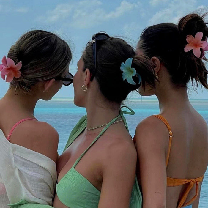 Wholesale Hair Clips Resin Beach Vacation Frangipani Flower Styling JDC-HC-WeiYi002