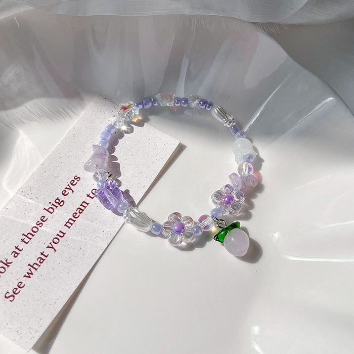 Wholesale Cute Handmade Colorful Glass Freshwater Pearl Flower Stretch Bracelet JDC-BT-ShiP001