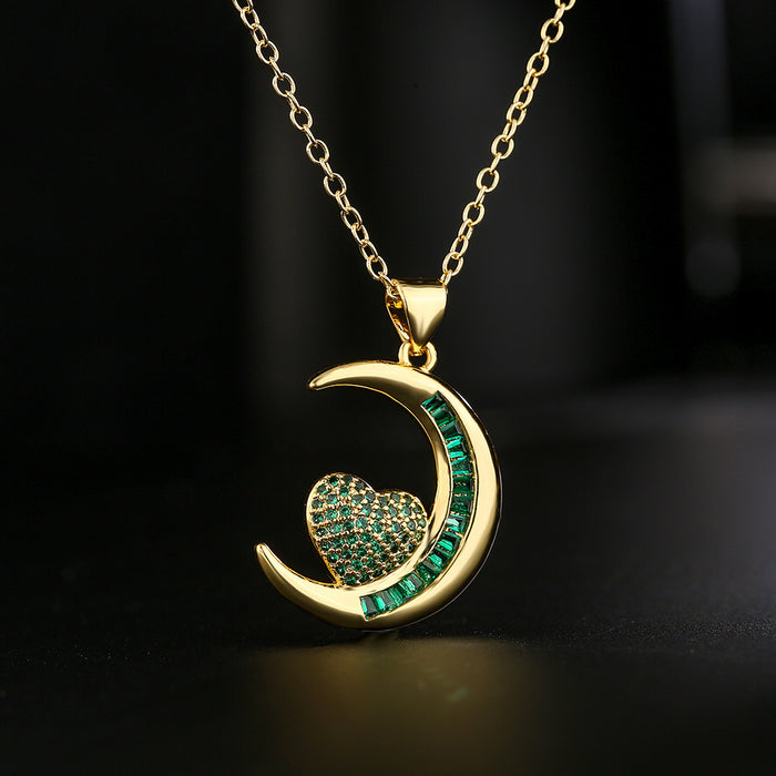 Wholesale Zircon Demon Eye Geometric Green Necklace JDC-NE-AG153