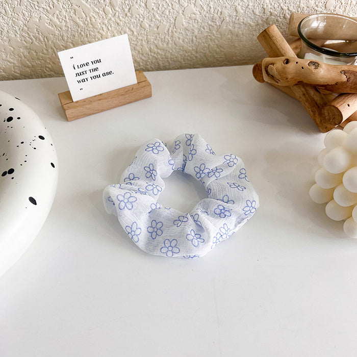 Wholesale refreshing blue and white polka dot flower hair ring JDC-HS-MS017