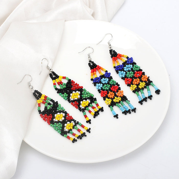 Wholesale Handmade Rice Beads Tassel Earrings MOQ≥2 JDC-ES-Yir005