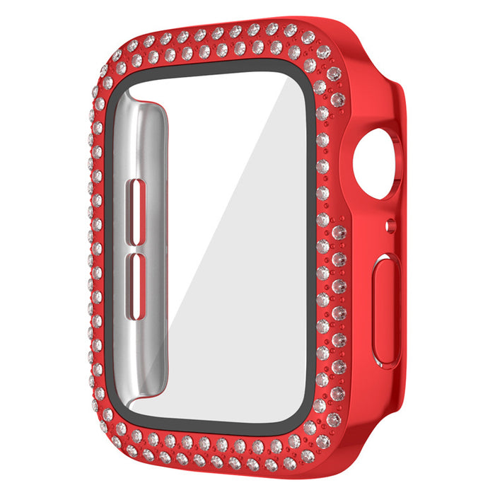 Wholesale Watch Case PC Double Row Flash Diamond Belt Film iWatch Protective Cases MOQ≥2 JDC-WD-KuYue001