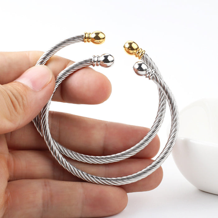 Jewelry WholesaleWholesale titanium steel twisted wire round head bracelet JDC-BT-QianC002 Bracelet 千彩 %variant_option1% %variant_option2% %variant_option3%  Factory Price JoyasDeChina Joyas De China