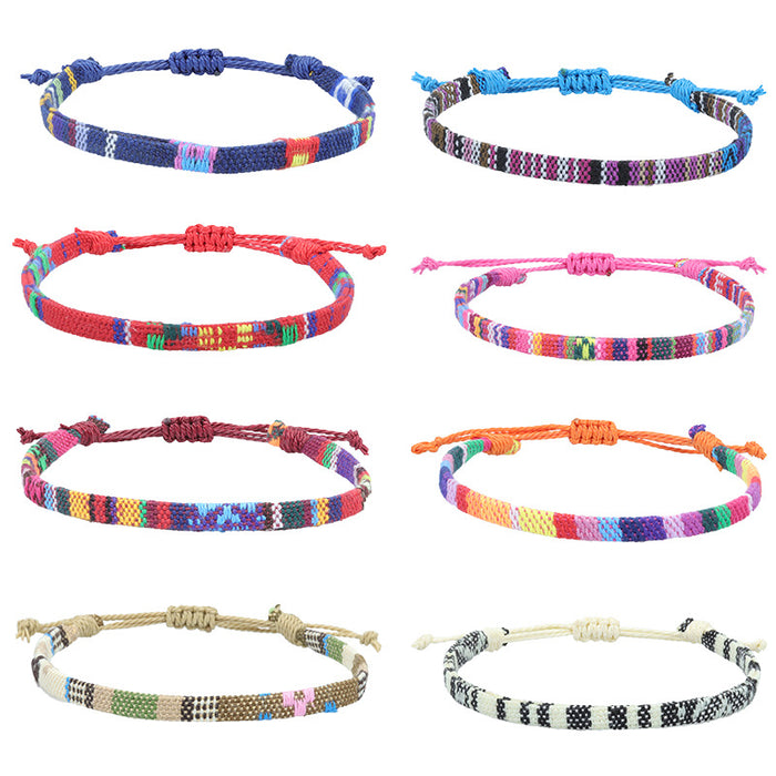 Jewelry WholesaleWholesale Nepalese wind wool linen woven fabric rainbow ankle bracelet JDC-AS-Yh001 Anklet 益烨 %variant_option1% %variant_option2% %variant_option3%  Factory Price JoyasDeChina Joyas De China