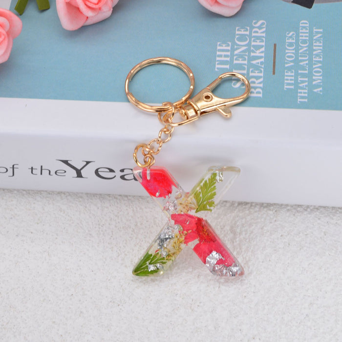 Jewelry WholesaleWholesale dried flower daisy 26 letters Keychain JDC-KC-YiWa002 Keychains 伊娃 %variant_option1% %variant_option2% %variant_option3%  Factory Price JoyasDeChina Joyas De China