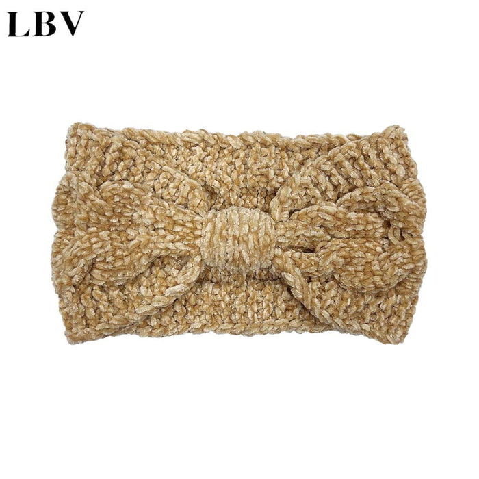 Wholesale Headband Fabric Twist Bow Knit Ear Guards Autumn and Winter MOQ≥2 JDC-HD-WenG001