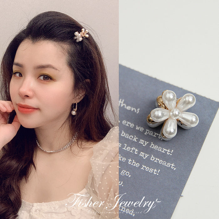 Wholesale Hair Clips Alloy Vintage Pearl Daisy Flower JDC-HC-FSE004