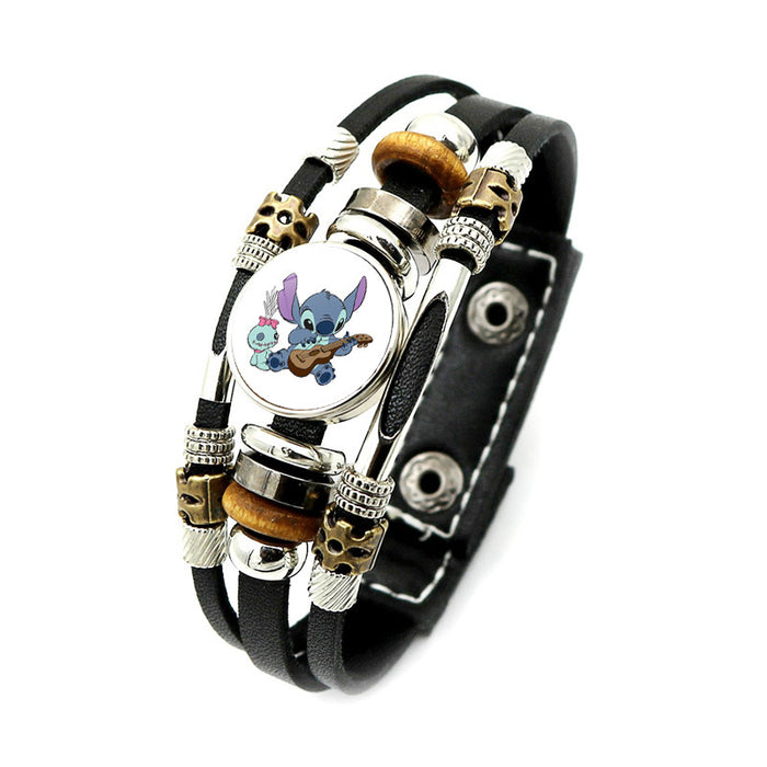 Wholesale Cartoon Alloy Glass Leather Cord Bracelet (M) JDC-BT-XuS005