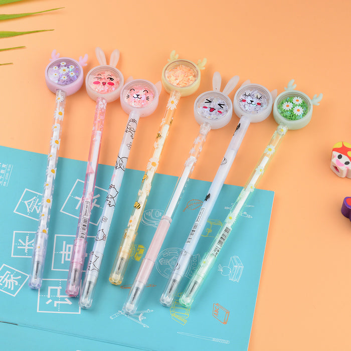 Wholesale Cartoon Antlers Cat Sequin Plastic Ballpoint Pen MOQ≥2 JDC-BP-XHZ005