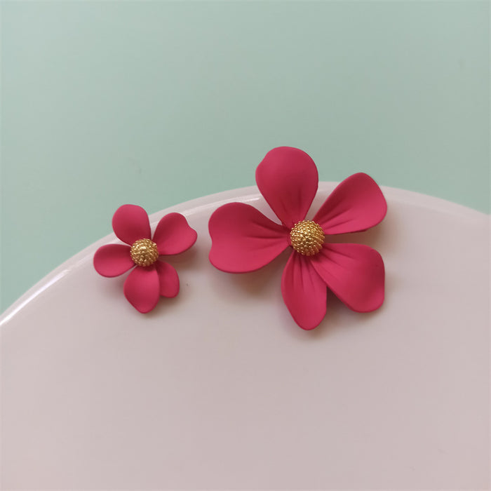 Jewelry WholesaleWholesale S925 silver needle rose red trapezoidal wood bow flower cutout square stud earrings JDC-ES-FX015 Earrings 繁瑆 %variant_option1% %variant_option2% %variant_option3%  Factory Price JoyasDeChina Joyas De China