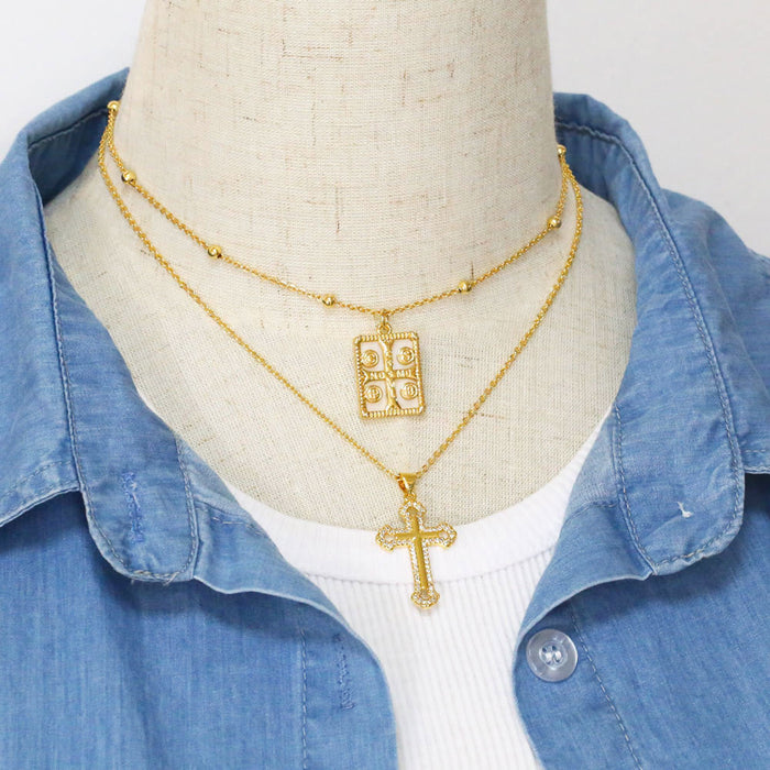 Wholesale Retro Cross Necklace Versatile High-Quality Temperament Sweater Chain JDC-NE-AS582