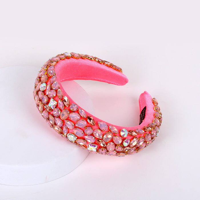 Wholesale Rhinestone Headband Thick Sponge Heavy Industry Crystal Glass Headband JDC-HD-ZXI006