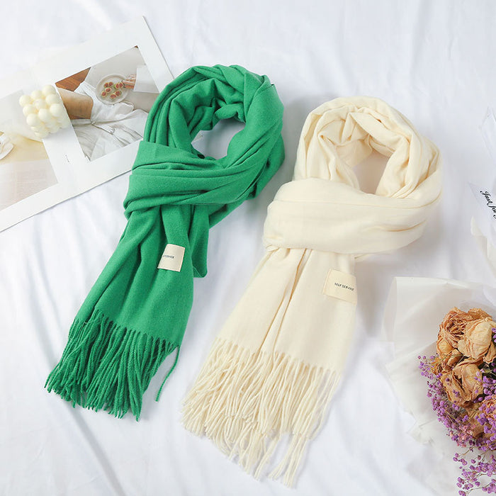 Wholesale Scarf Faux Cashmere Warm Winter Shawl Solid JDC-SF-Qianx005