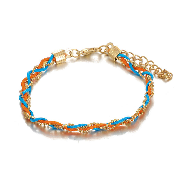 Wholesale Ethnic Wind Braided Twist Color Cord Anklets Single MOQ≥2 JDC-AS-MoM001