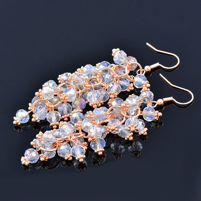 Wholesale Earrings Copper Gold Plated Rhinestones Beaded Tassel MOQ≥2 JDC-ES-KMeng001