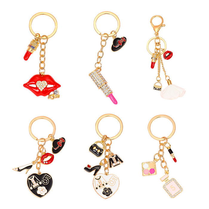 Jewelry WholesaleWholesale alloy rhinestone lipstick perfume high heels key chain MOQ≥10 JDC-KC-yongz002 Keychains 永泽 %variant_option1% %variant_option2% %variant_option3%  Factory Price JoyasDeChina Joyas De China