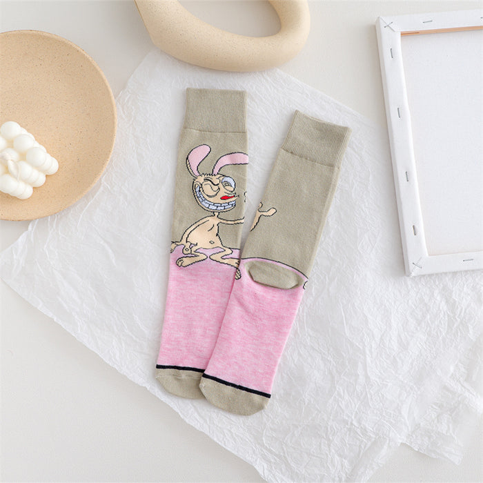 Wholesale spring female cartoon creative pattern straight sports socks JDC-SK-YMS001