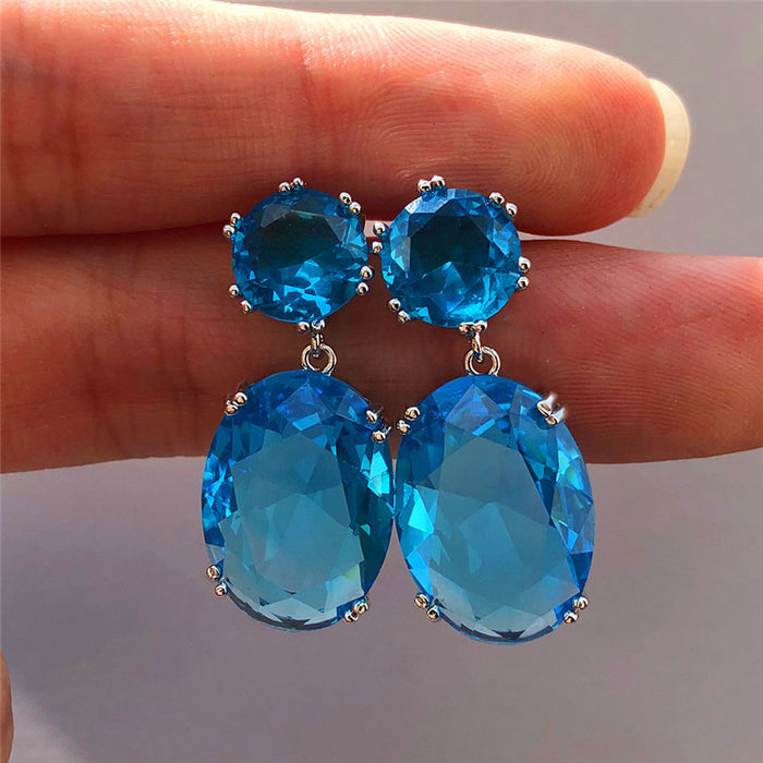 Wholesale temperament fashion egg-shaped large zircon earrings JDC-ES-Chenrui010