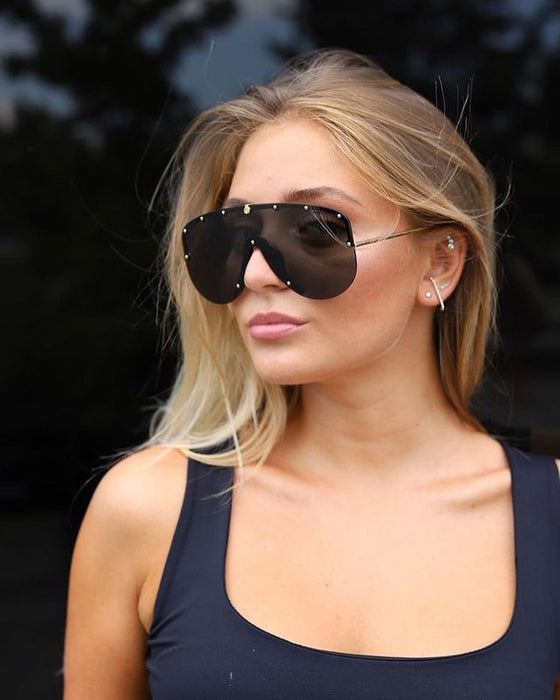 Wholesale Metal Rivet Large Rimless Men's Ladies Sunglasses JDC-SG-YinB010