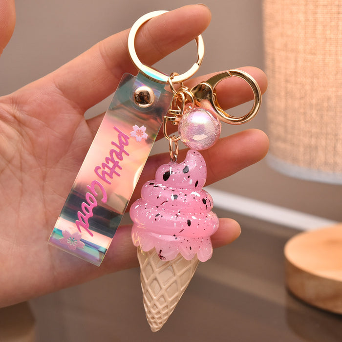 Wholesale Keychains Resin Cute Ice Cream With Lights JDC-KC-WAN036