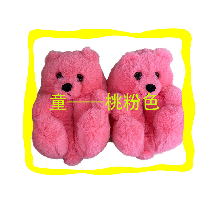 Wholesale teddy bear slippers children's teddy bear home slippers JDC-SP-BDL001