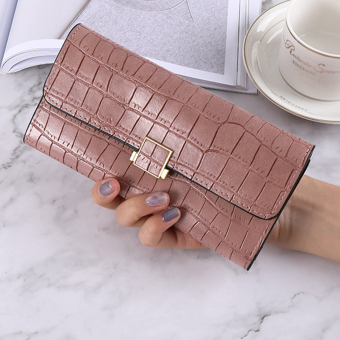 Wholesale Wallet PU Solid Color Buckle Multi-card Large Capacity Coin Purse JDC-WT-Enyibei003