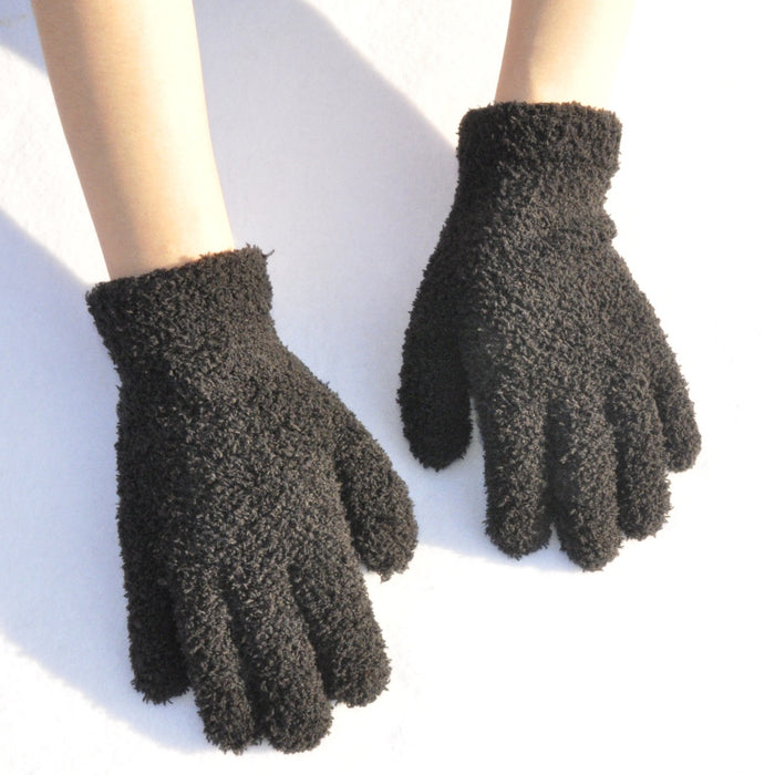 Wholesale Gloves Polyester Solid Color Half Fleece Warm JDC-GS-QinS003