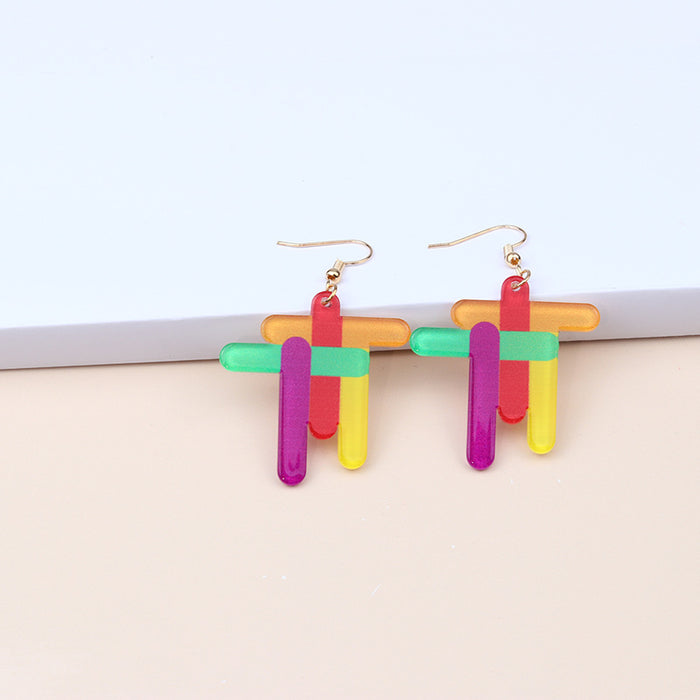 Wholesale Rainbow Heart Acrylic Earrings MOQ≥2 JDC-ES-DUAI011