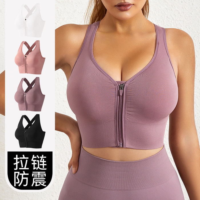 Wholesale Nylon Sports Zipper Underwear Push Up Plus Size Bra No Steel Ring JDC-BRA-SDiao002