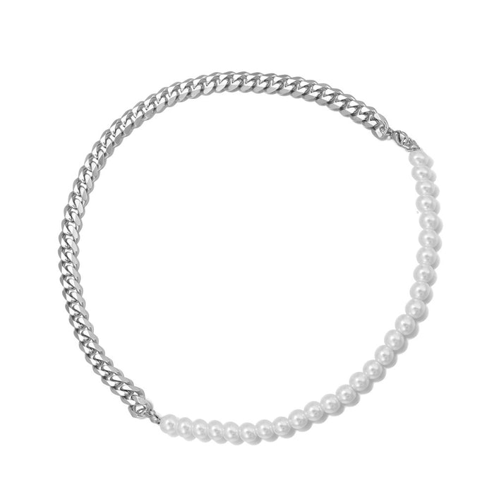 Wholesale Titanium Steel Cuban Chain Pearl Bracelet JDC-BT-Zhuji002