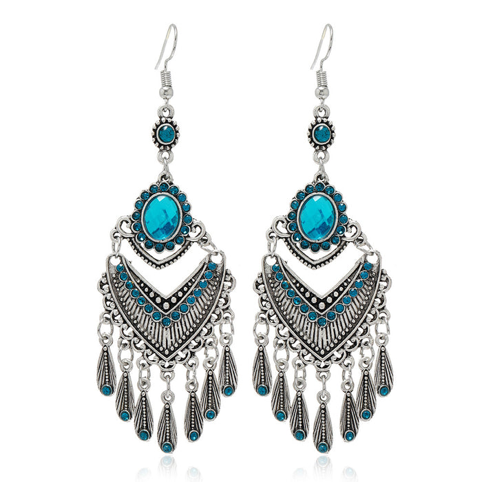 Jewelry WholesaleWholesale Ethnic Feng Rhinestone Tassel Metal Earrings JDC-ES-LY016 Earrings 乐钰 %variant_option1% %variant_option2% %variant_option3%  Factory Price JoyasDeChina Joyas De China