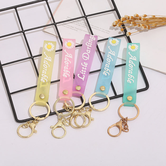 Wholesale Keychain PVC Soft Rubber Chrysanthemum Letters Flower Lanyard MOQ≥10 JDC-KC-ZaoYang004