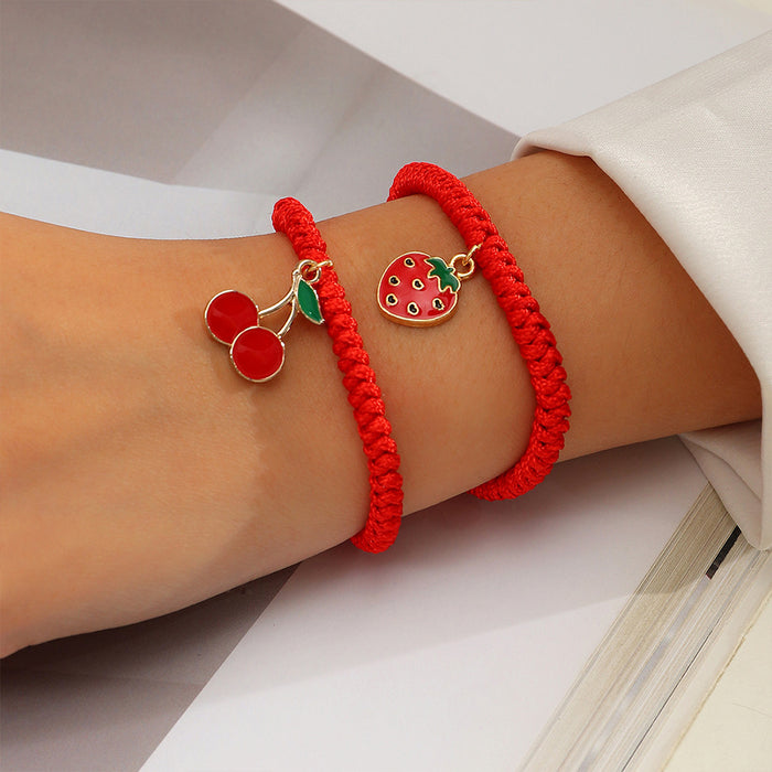 Jewelry WholesaleWholesale personality simple cute cherry strawberry red rope bracelet fruit bracelet JDC-BT-NZ046 Bracelet 奈珠 %variant_option1% %variant_option2% %variant_option3%  Factory Price JoyasDeChina Joyas De China