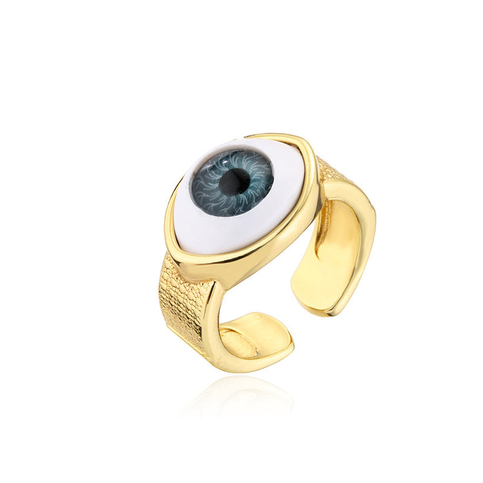 Wholesale Rings Copper 18K Gold Plated Devil's Eye Adjustable JDC-RS-PREMAG003