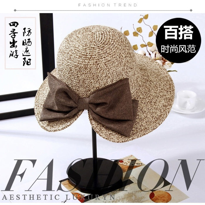 Wholesale bifurcated big bow foldable sun hat MOQ≥2 JDC-FH-XYun002