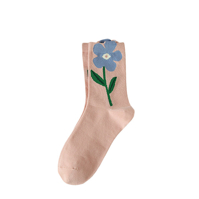 Wholesale summer three-dimensional flower mid-tube socks JDC-SK-XiuJi002