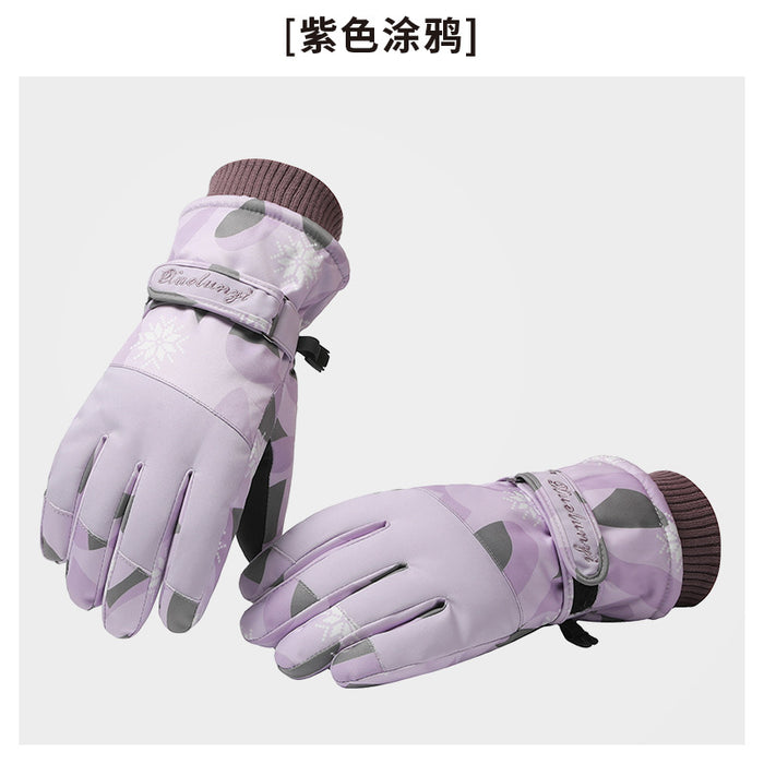 Wholesale Gloves Polyester Waterproof Warm Outdoor Skiing Touch Screen Printing JDC-GS-XiJL010