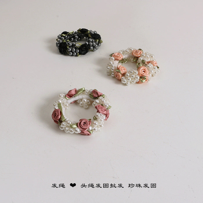 Wholesale ball head flower female head rope hair ring JDC-HS-TengH004