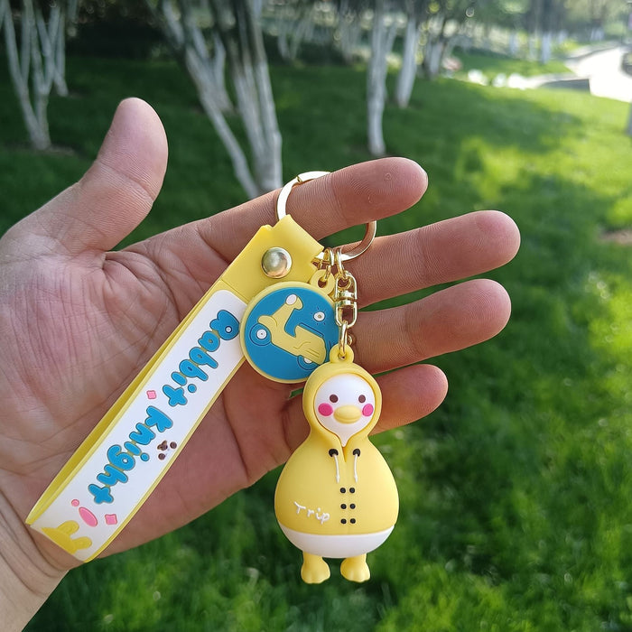 Wholesale creative funny crooked duck key chain cartoon couple MOQ≥3 JDC-KC-YChaang006