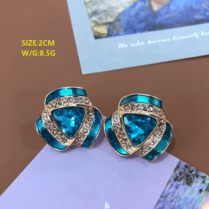 Wholesale Earrings Alloy Middle Ages Mystic Blue Color Byzantine Style JDC-ES-OML002