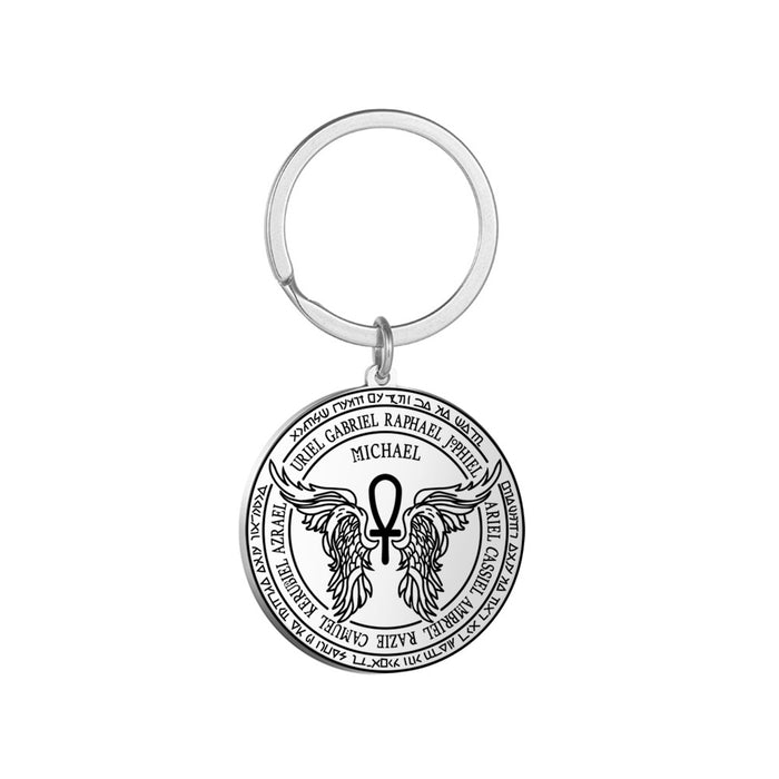 Wholesale Keychain Archangel Michael Rune Stainless Steel MOQ≥3 JDC-KC-GEXA001