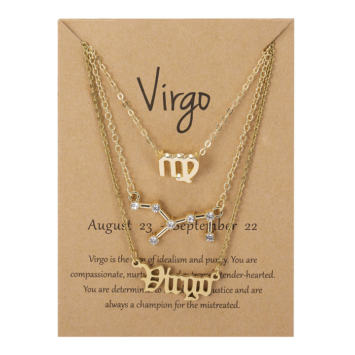 Jewelry WholesaleWholesale zodiac sign paper card necklace three-pack JDC-NE-YinH021 Necklaces 颖皓 %variant_option1% %variant_option2% %variant_option3%  Factory Price JoyasDeChina Joyas De China