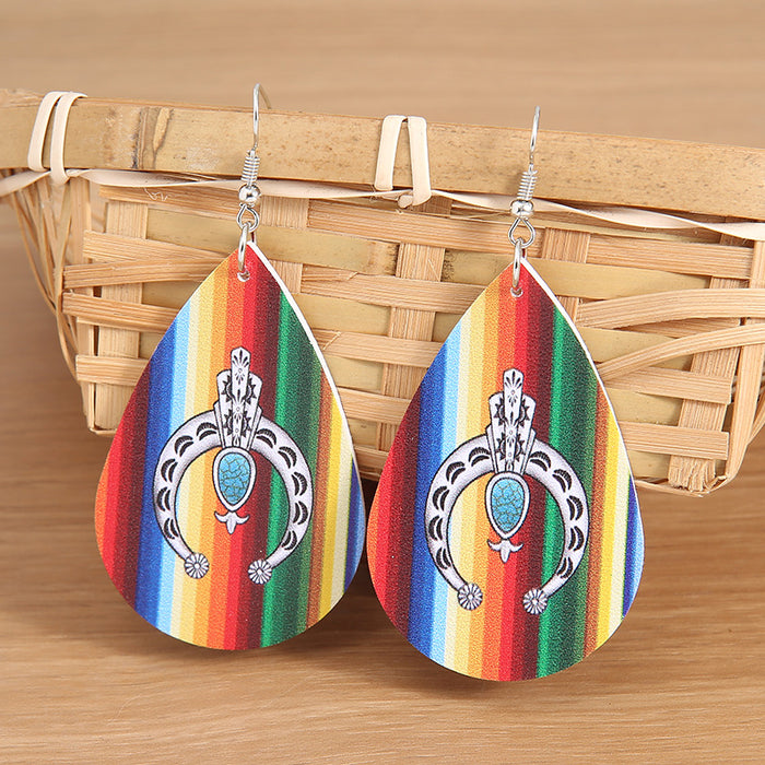 Wholesale Colorful Tsundere Rainbow Leather Earrings JDC-ES-Saip052