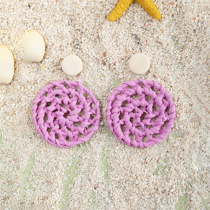 Wholesale seaside resort rattan earrings  MOQ≥3 JDC-ES-XLH011