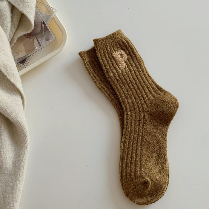 Wholesale Socks Wool Mid-Cylinder Warmth Thickened Letters JDC-SK-ChangShen006