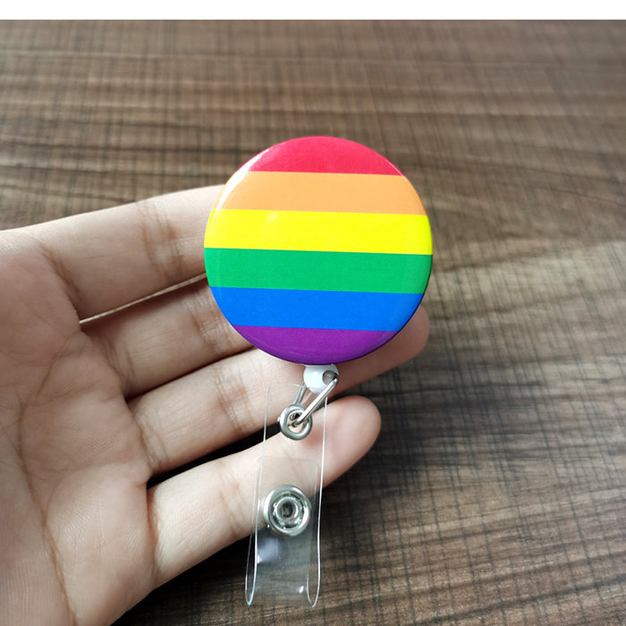 Jewelry WholesaleWholesale Rainbow Flag Easy Pull Buckle LGBT Gay Badge ID Retractable Buckle MOQ≥10 JDC-KC-NDou001 Keychains 能逗 %variant_option1% %variant_option2% %variant_option3%  Factory Price JoyasDeChina Joyas De China